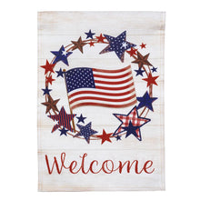 Load image into Gallery viewer, Americana Star Wreath Burlap Garden Flag-Printed
